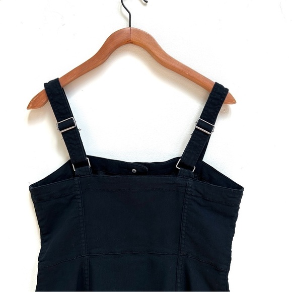 H&M Fitted Black Stretch Denim Overall Pinafore Dress w/ Pockets, Size 10 - Picture 7 of 12
